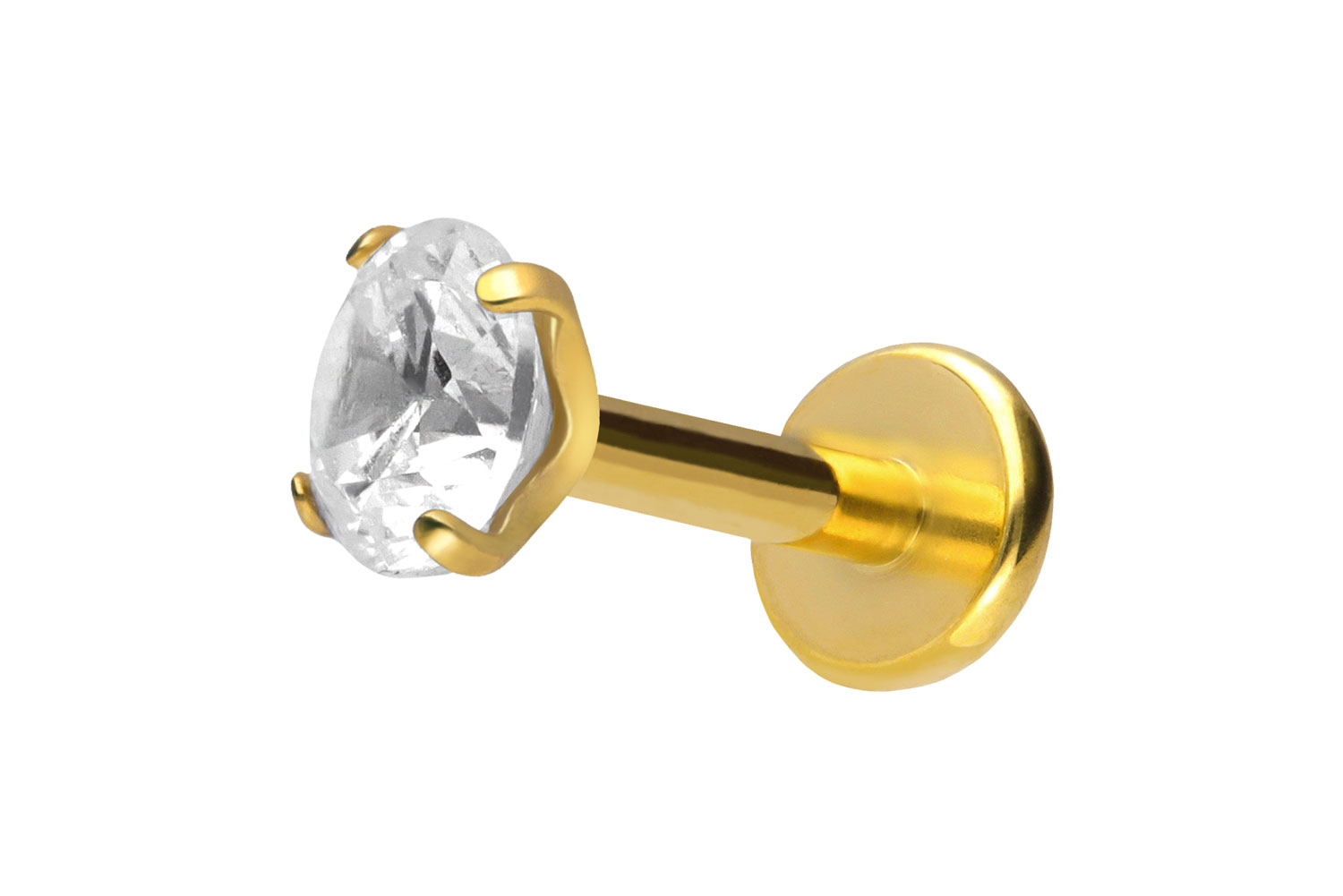 Titan Labret Piercing mit Push Fit EINGEFASSTER KRISTALL